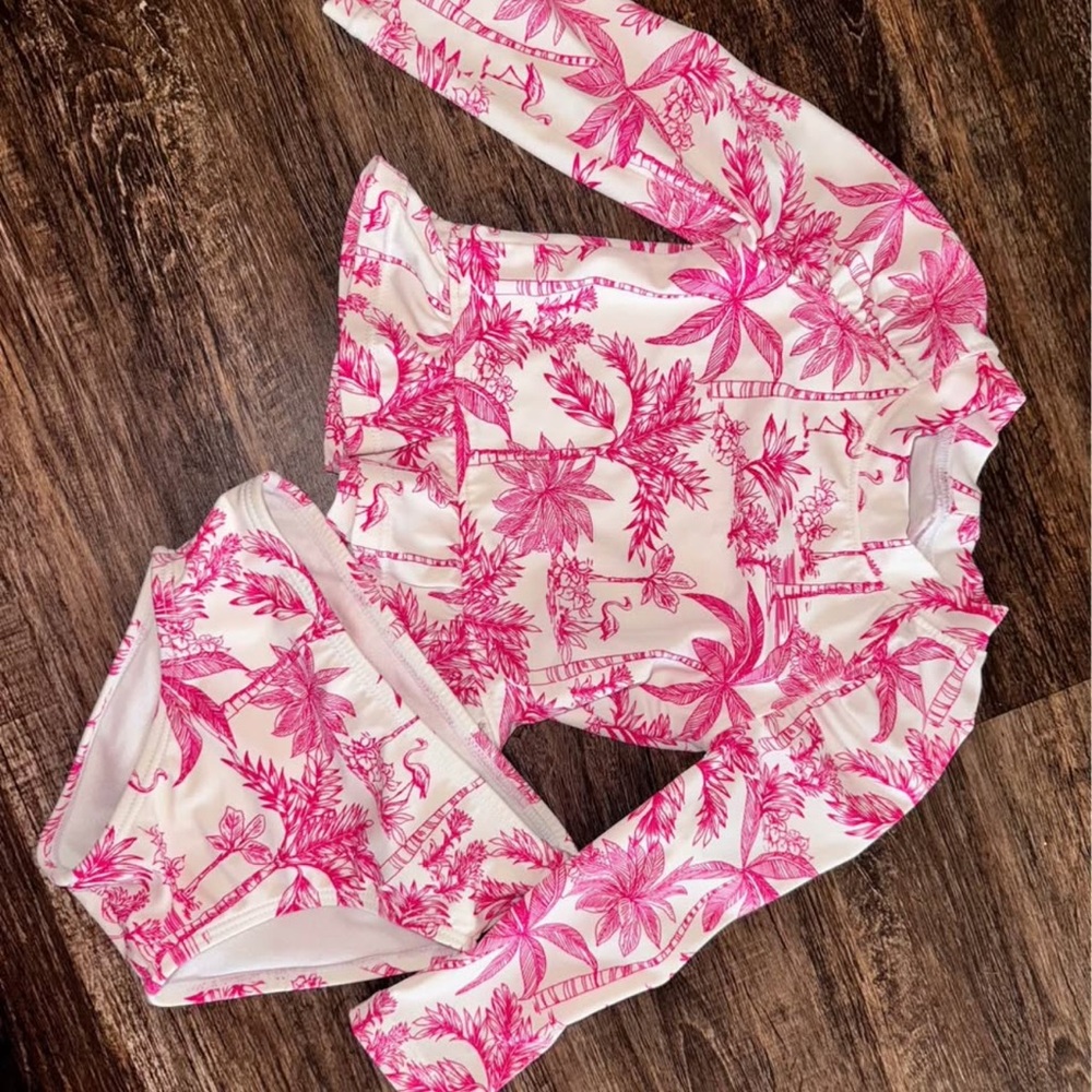 Janie and Jack Flamingo toile swimsuit